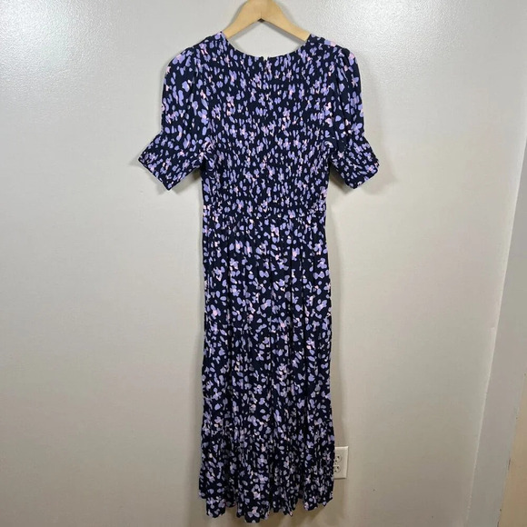 Mister Zimi Lottie Maxi Dress Size 6 Blue Purple Puff Sleeve Vacation Tiered - Picture 2 of 10